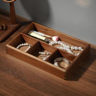 实木桌面几收纳盒件玄关入四格收纳户进门钥茶匙长收纳摆木质方形