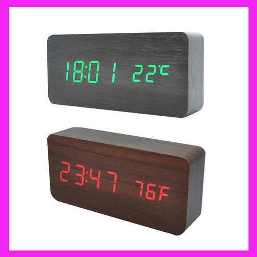 木质儿童 木头 静音电子双批发座钟 显闹钟台钟时钟led数字创意