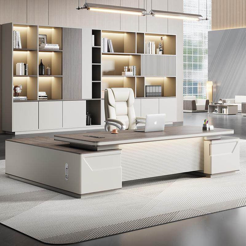 办公桌老板桌轻奢高级感董事长办公室大班台烤漆女士经理简约现代