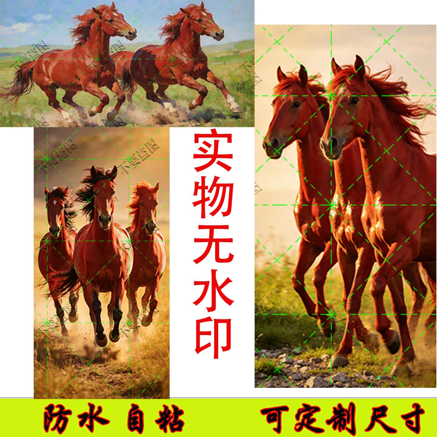 马年马到成功动物海报现代装饰画骏马奔马图无框自粘贴画挂画定制