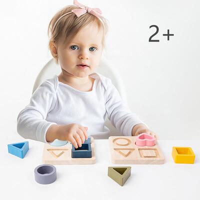 Montessori Baby Puzzles Silicone Toys Geometric Shape Jigsaw