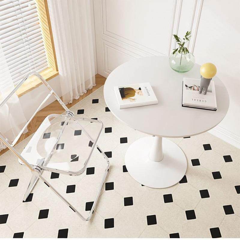 圆桌子简约郁金香白色休闲洽谈桌咖啡奶茶店餐桌北欧阳台小圆桌椅