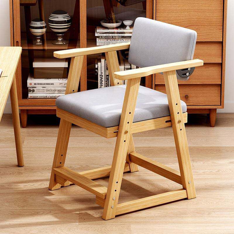 实木餐椅学习可升降调节座椅吃饭餐桌椅软包加厚学生家用靠背椅子