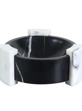 现代简约高端几何大理石收纳果盘 样板间客厅酒店餐厅摆件