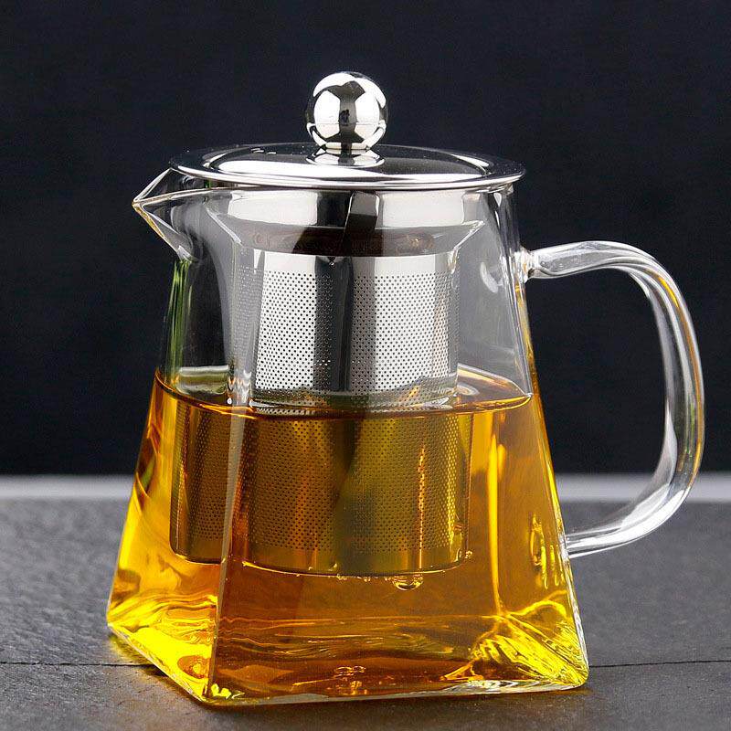 耐热加厚玻璃公道杯泡茶分茶器茶漏倒茶水杯带茶滤四方形钢漏茶壶