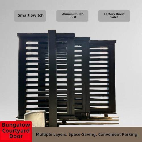 别墅电动庭院大门铝合金户外车库花园重叠平移折叠门伸缩庭院门