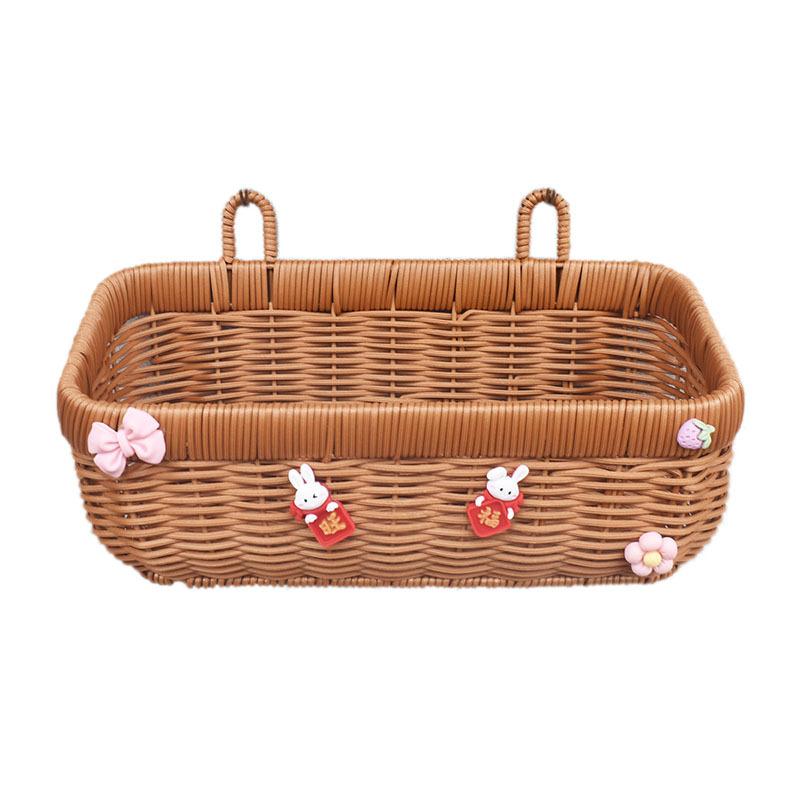 编织厨房收纳复古壁挂小花脏衣篮