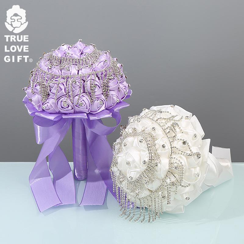 心爱婚品 韩式新娘手捧花手工花布艺绢花手捧花OPP袋-绢花手拿花