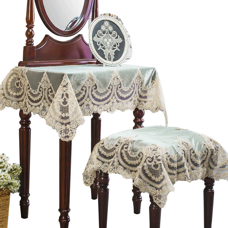欧式梳妆台桌布蕾丝ins风书桌盖布卧室公主风化妆台布梳妆桌垫子