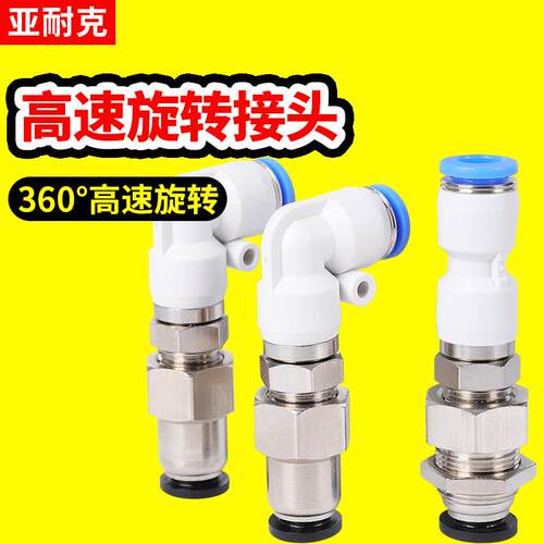 360度万向旋转接头高速直通角弯头两端接管气动快速气管快插隔板