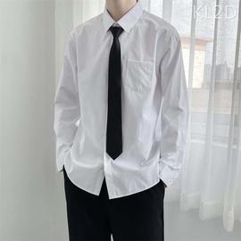 白色长袖衬衫男宽松情侣套装，dk韩版潮流学生，毕业照班服休闲衬衣男