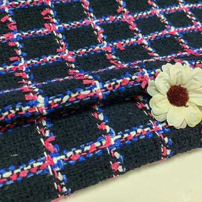 小布料厂家香风中式80香耐粗新面料新款粗纺棉现货编织格子花呢