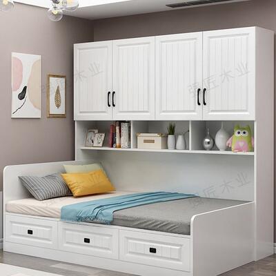 儿童榻榻书米衣柜一体小组合靠KGC墙户型侧柜带架一体床床省空间