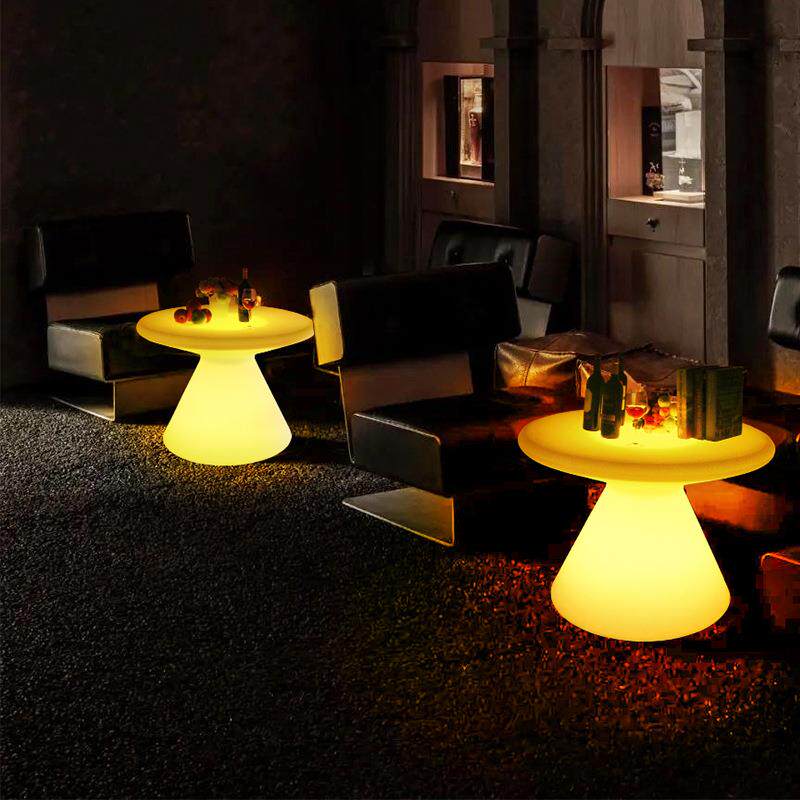 LED发光子桌七料彩电大圆桌创意塑客厅茶几酒XL-BZ017馆桌椅轻奢