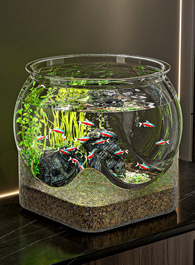 鱼缸透明PET材质简约耐用塑料防摔耐摔多款式小型桌面水培金鱼缸