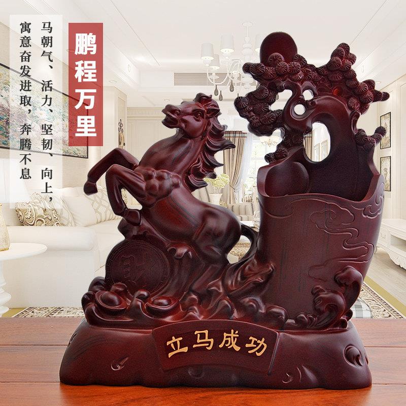 木纹中式笔筒覆古中国风马办公室桌面摆件高档商务礼品工艺品摆设