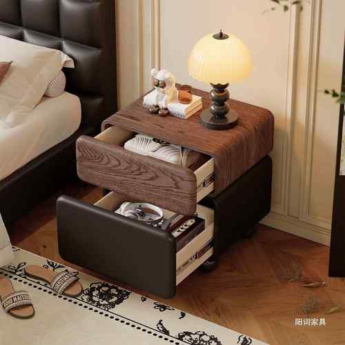 实木床头柜卧室家用2025年新款小型窄小床边简约收纳储物斗柜一体