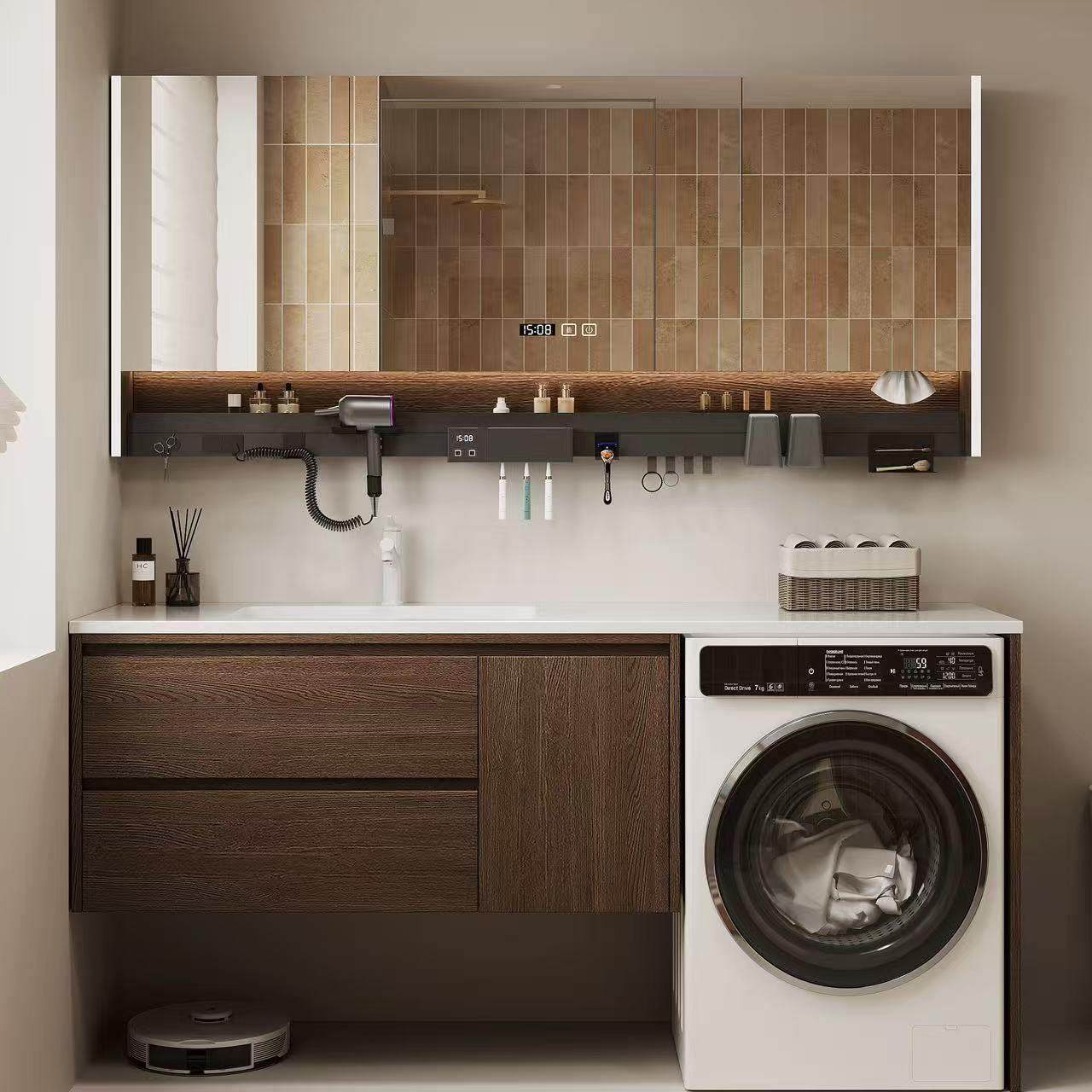 定制防水蜂窝铝全铝浴室柜洗衣机柜一体卫生间组合洗漱台洗脸盆柜