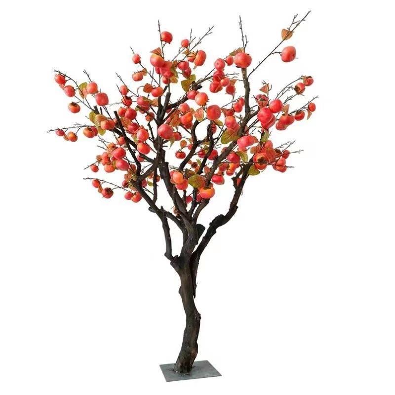 新款仿真柿子树中式庭院造景春节摆件新年装饰场景布置