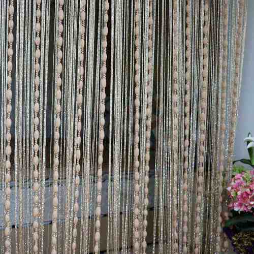 帘毛线卧室帘子窗帘客厅球打孔装饰加粗门帘隔断免加密银丝流苏