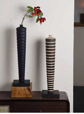 桌面摆件风电视柜酒店木花寂中式日式侘简约碳化玄关客厅器样板间