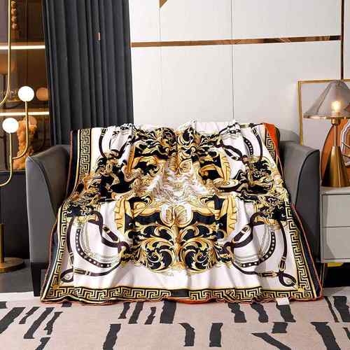 高端锦狐绒毛毯加厚层复合重毛氨纶数029双高码印花欧美毯轻奢华