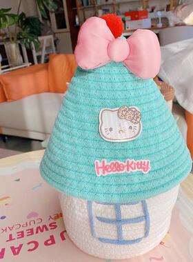 HD12196棉线带盖收纳桶大集合！可爱创意波点房子少女杂物收纳筐