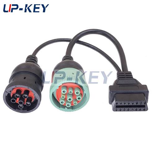 OBD2转换线 德驰康明斯诊断J1962 to J1939/J1708一分二Y型连接线