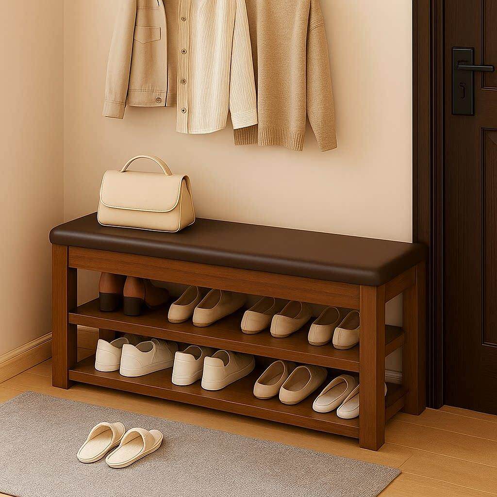 换鞋凳极窄小尺寸一体可坐鞋柜轻奢高级感实木长条家用软包长条凳