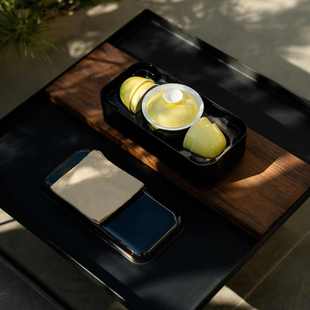 由至便携盒装 功夫茶具玉泥色釉一盖碗四杯旅行套组办公室 茶具套装