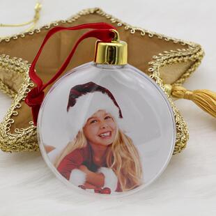 2pcs Christmas photo ball pendant transpare picture frame