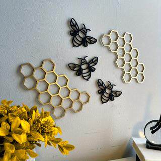 Temu供货源头金属蜂巢艺术感剪影壁挂跨境热卖源头工金属墙挂