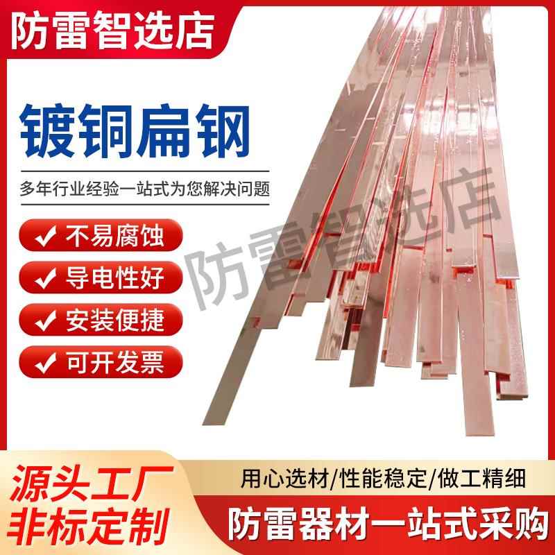 铜包钢扁钢镀铜扁钢铜覆钢扁钢防雷工程铜包扁铁防雷镀铜接地扁钢