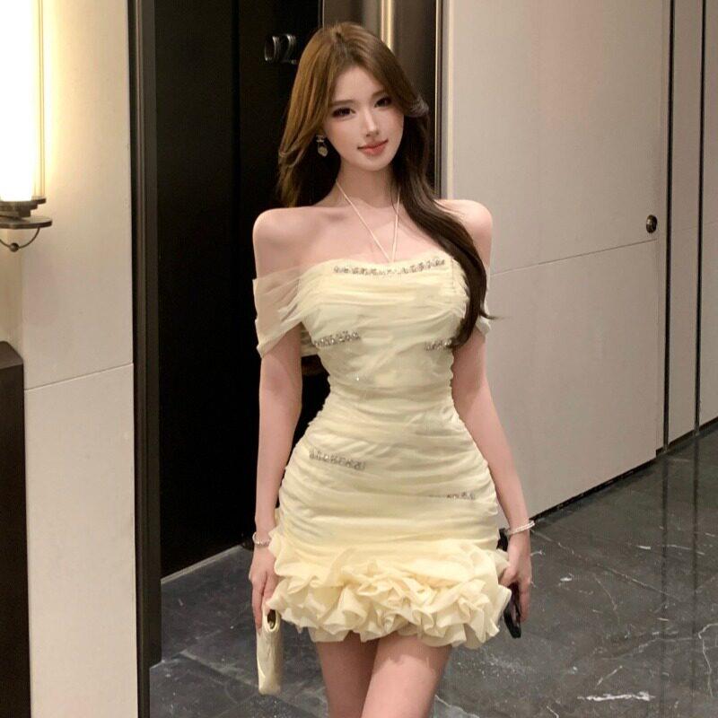公主裙女成年超仙网纱生日小礼服性感领收腰显瘦蓬蓬抹胸洋装