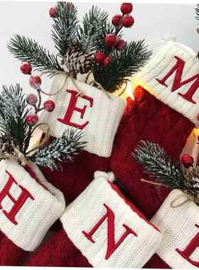 Christmas Letter Knitting Socks Snowflake Stocking 2023 Chri