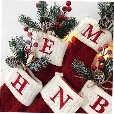 Christmas Letter Knitting Socks Snowflake Stocking 2023 Chri