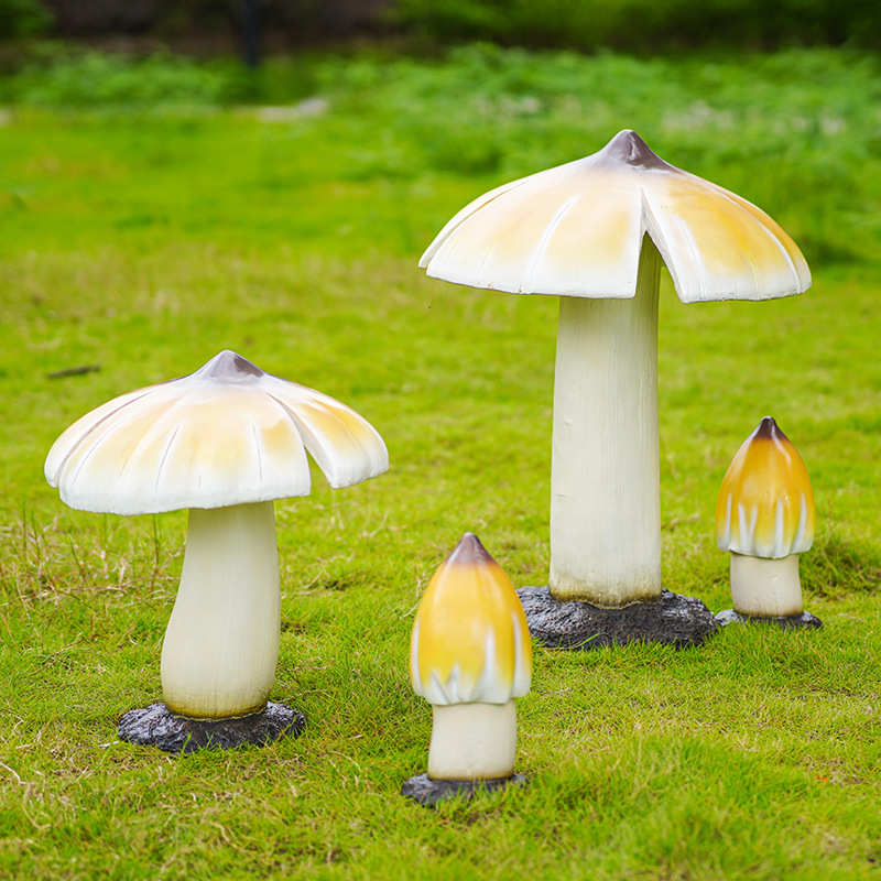 户外仿真鸡枞菌雕塑玻璃钢草坪装饰种植物基地蘑菇模型野生菌摆件