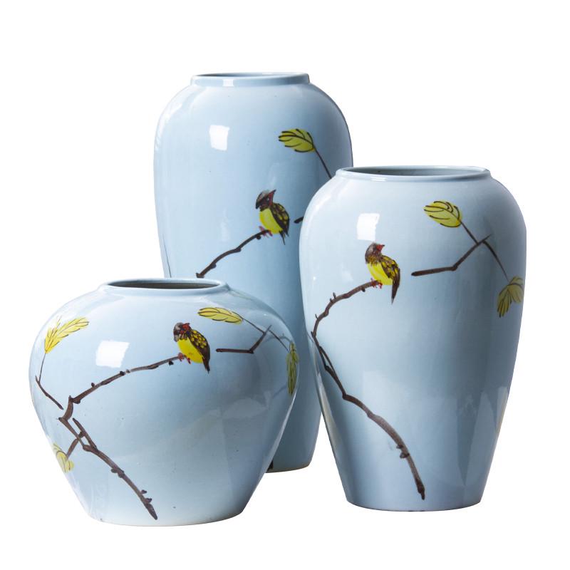 景德镇花瓶摆件陶瓷客厅插花 粗陶复古陶罐花盆干花花瓶花器