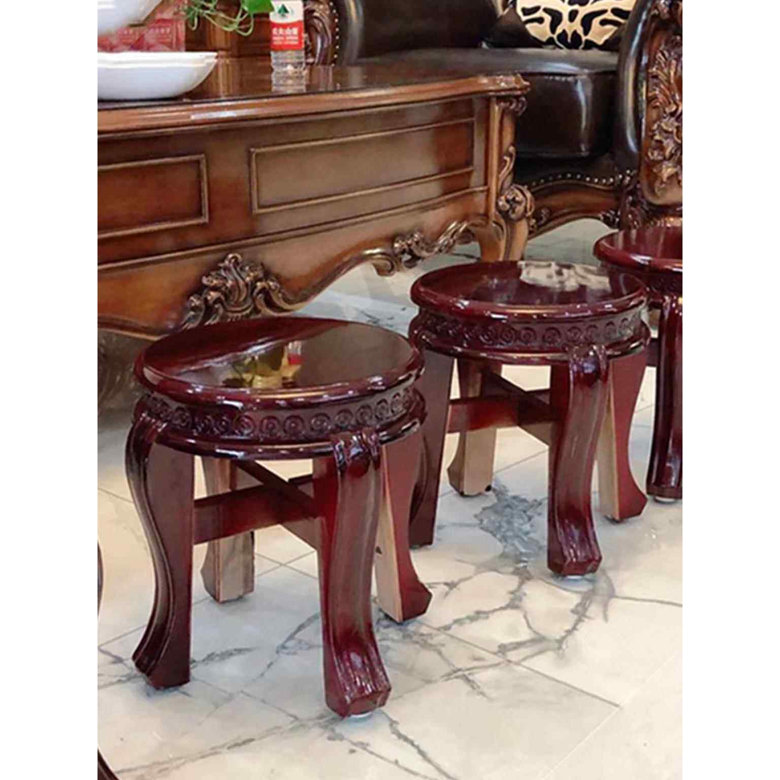 小凳子中式实木鼓凳圆凳耐用入户门换鞋红木色家用餐桌椅古筝矮凳