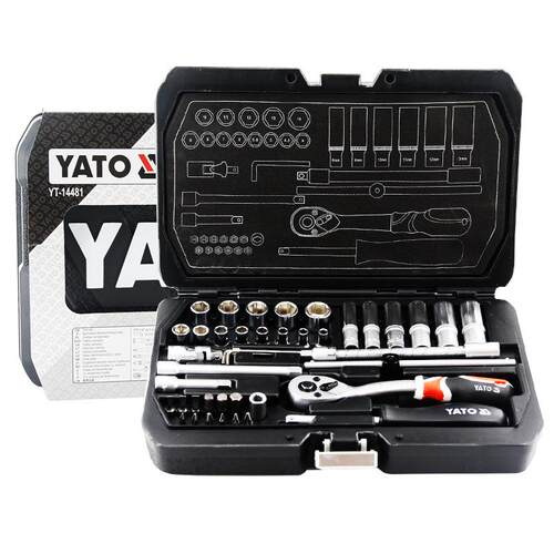 YATO套筒扳手42件套管棘轮多功能汽修车维修理工具箱组合套装