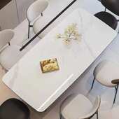 意式 岩板餐桌简约现代极简轻奢复古全托底板小户型长方形家用饭桌