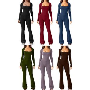 Womens Casual Fashion Fitted Long Sleeve Jumpsuit Bell
