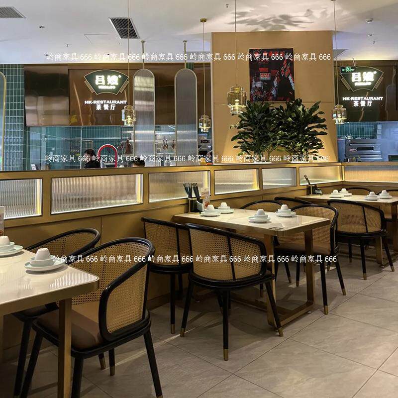 复古简约奶茶店咖啡厅休闲洽谈餐椅实木带扶手西餐厅藤椅靠背围椅