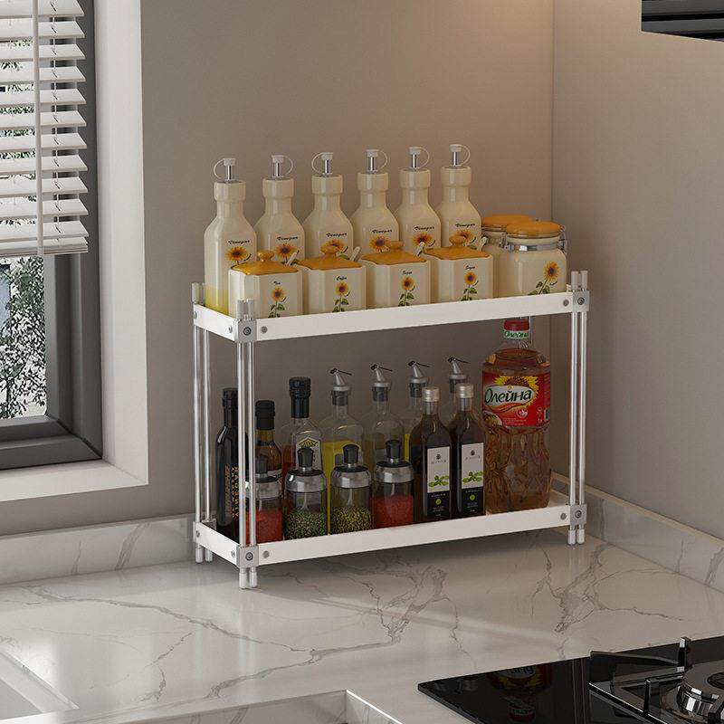 厨房调料置物架窄款台面小尺寸不锈钢双层放调料的收纳盒小号架子