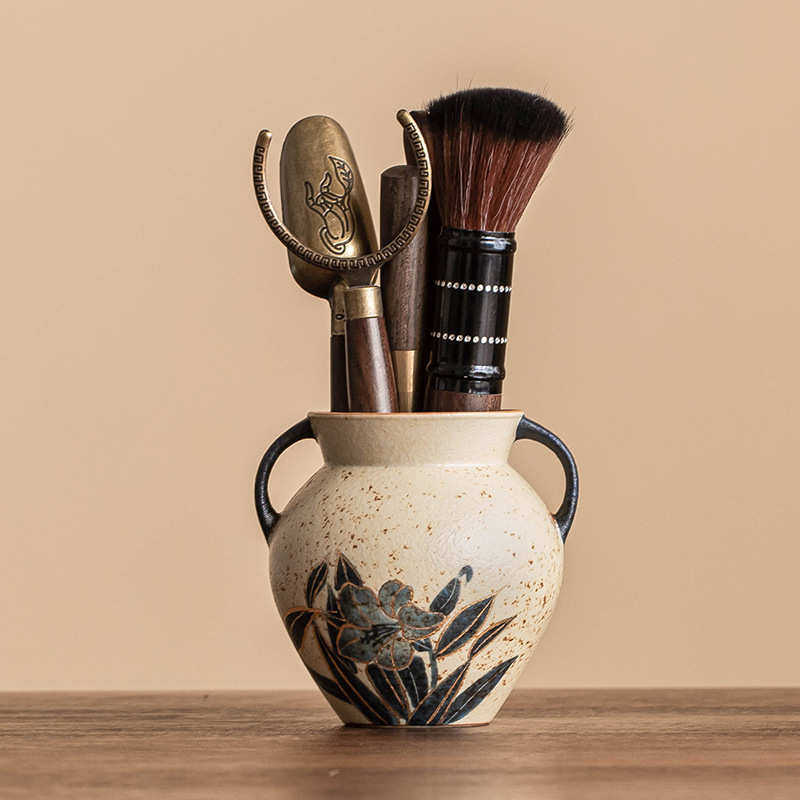 青花火石红陶瓷六君子套装家用办公室摆件双耳茶道瓶功夫茶具配件,餐饮具,茶具礼盒,淘宝优惠券,粉丝福利购,淘宝优惠卷