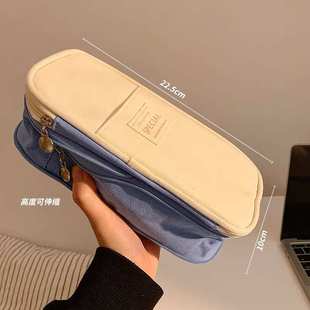 多功能伸缩文具袋大容量简约笔袋初中女生男孩铅笔盒高颜值ins风