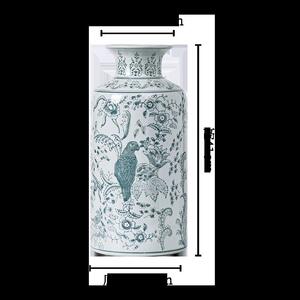 鹦鹉花卉纹青花瓷花瓶陶瓷国风新中式水养客厅插花花器装饰摆件