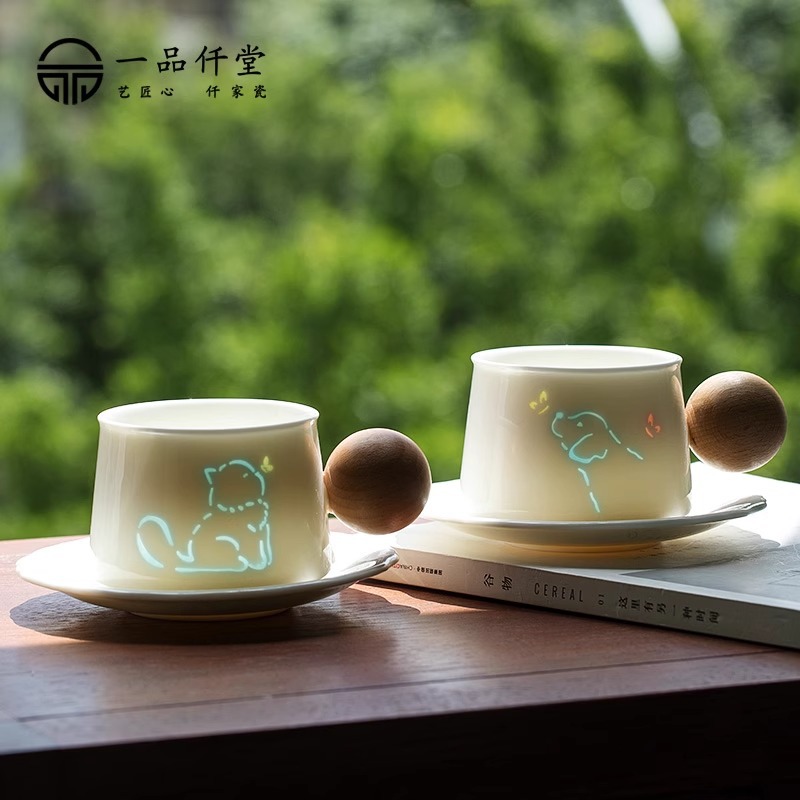 咖啡杯办公室陶瓷镂空礼盒马克杯