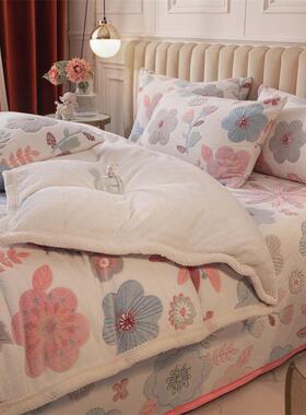卡通雪花绒四件爱套可加厚珊绒保暖双面绒床QP单季被套法兰绒床瑚