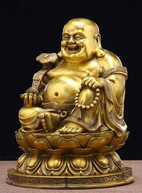 正品全黄铜弥佛像大肚笑佛摆件居勒装饰品如意家勒佛摆设弥礼品中